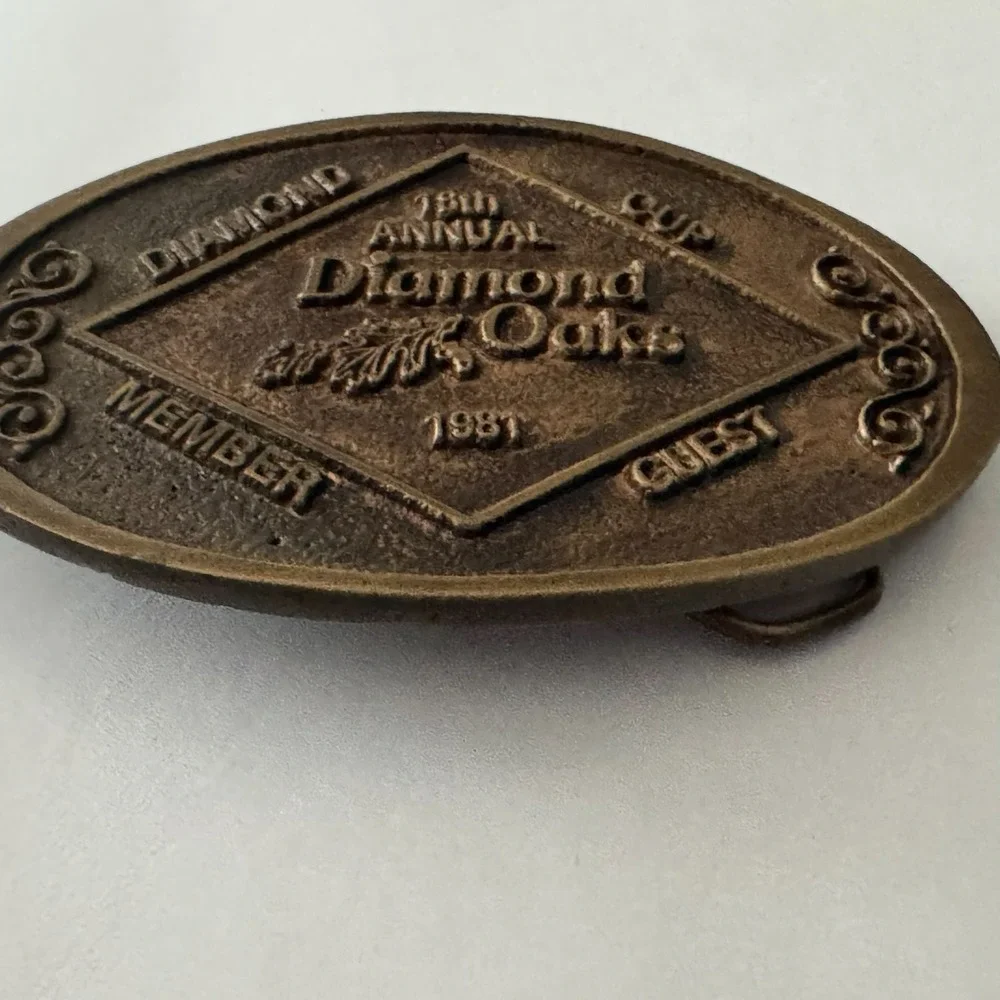 Vintage 1981 B&H Belt Buckle Diamond Oaks Fort Worth‎ Tx 18th Annual Diamond Cup